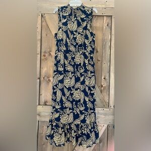 J Crew Factory Floral Print Dress in Navy and Yellow Size 8